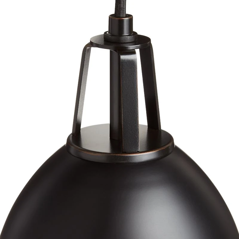 Maddox Black Dome Pendant Light with Black Socket