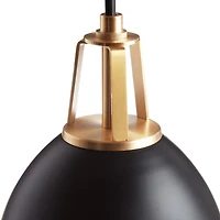 Maddox Black Dome Large Pendant Light with Brass Socket
