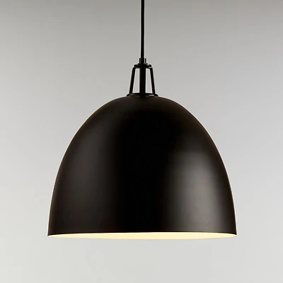 Maddox Black Dome Pendant Light with Black Socket