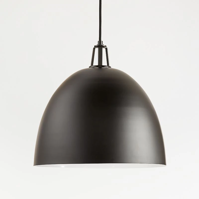 Maddox Black Dome Large Pendant Light with Black Socket