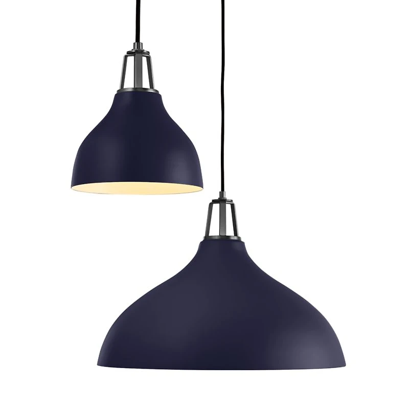 Maddox Navy Bell Pendant Small with Nickel Socket