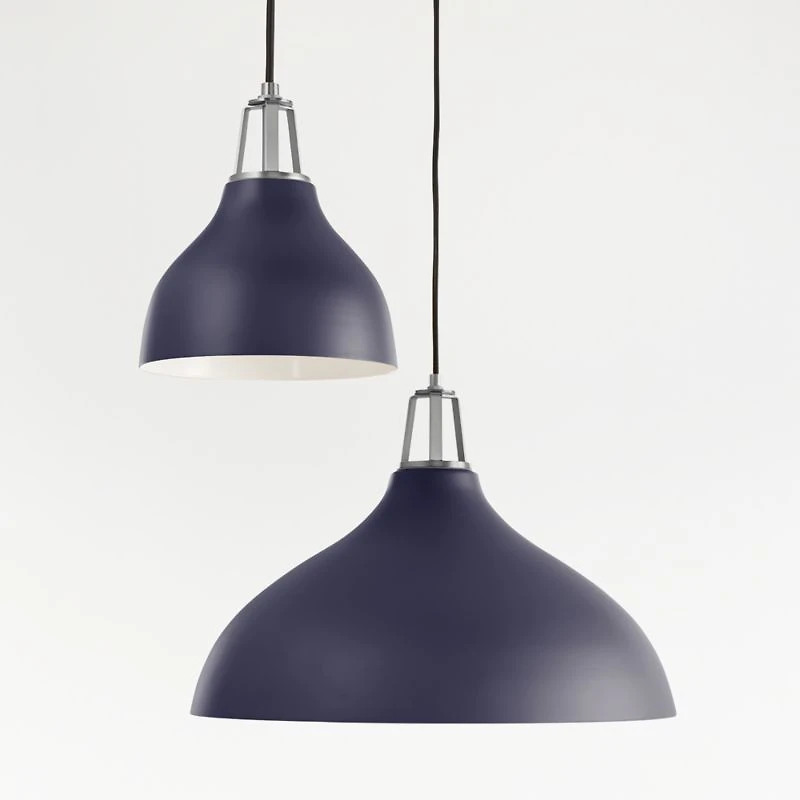 Maddox Navy Bell Pendant Small with Nickel Socket