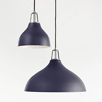Maddox Navy Bell Pendant Small with Nickel Socket