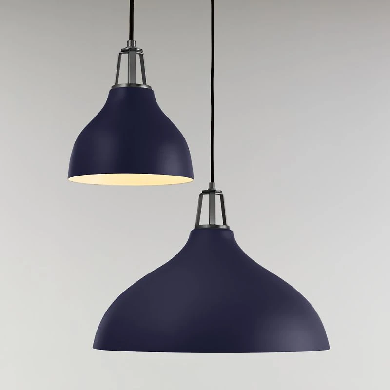 Maddox Navy Bell Pendant Small with Nickel Socket