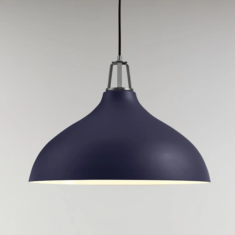 Maddox Navy Bell Pendant Small with Nickel Socket