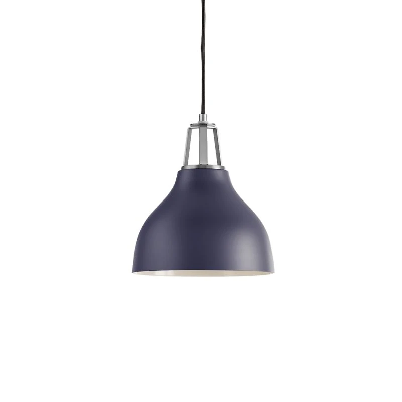 Maddox Navy Bell Pendant Small with Nickel Socket