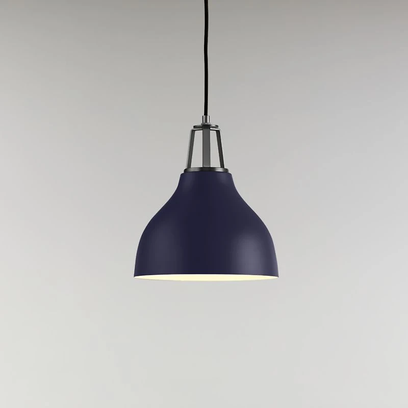 Maddox Navy Bell Pendant Small with Nickel Socket