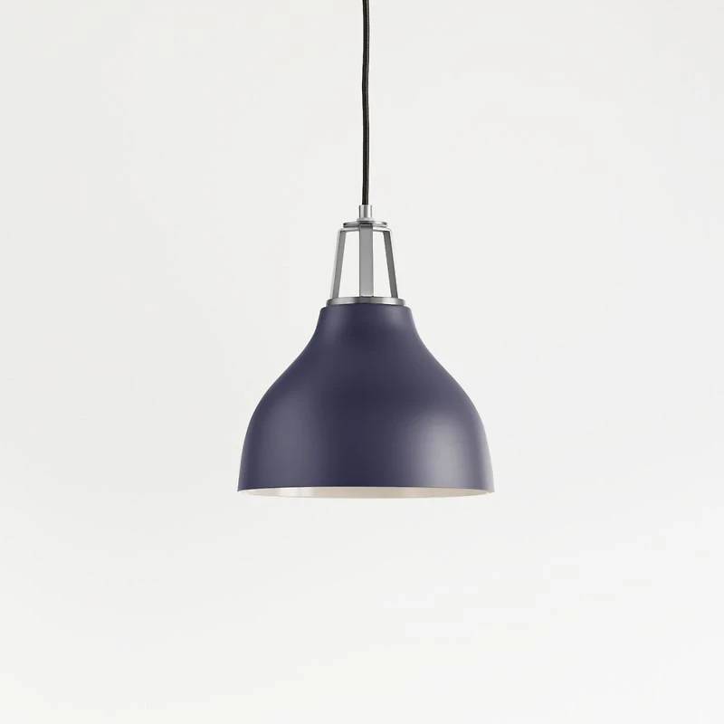 Maddox Navy Bell Pendant Small with Nickel Socket