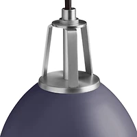 Maddox Navy Dome Pendant Large with Nickel Socket