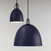 Maddox Navy Dome Large Pendant Light with Black Socket