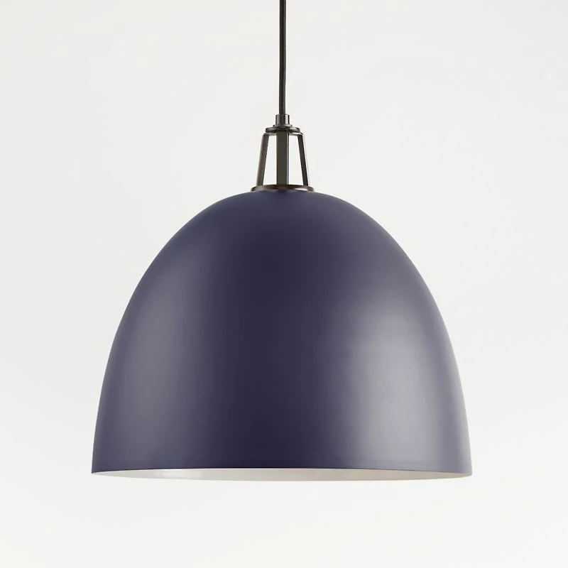 Maddox Navy Dome Large Pendant Light with Black Socket