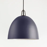 Maddox Navy Dome Large Pendant Light with Black Socket