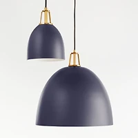 Maddox Navy Dome Large Pendant Light with Brass Socket
