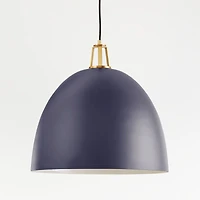 Maddox Navy Dome Large Pendant Light with Brass Socket