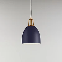 Maddox Navy Dome Large Pendant Light with Brass Socket