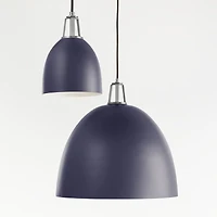 Maddox Navy Dome Pendant Large with Nickel Socket