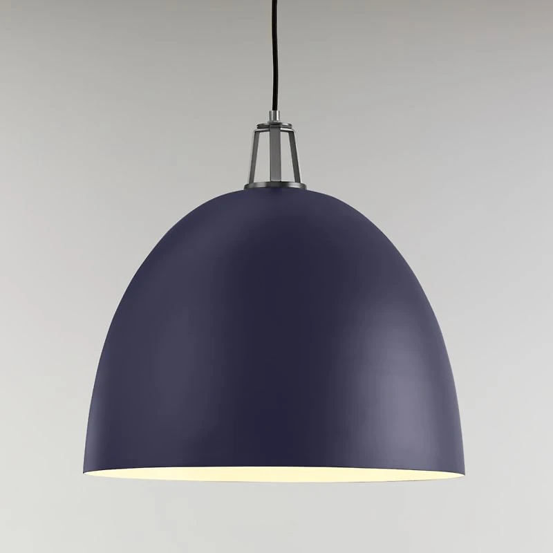 Maddox Navy Dome Pendant Large with Nickel Socket
