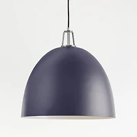 Maddox Navy Dome Pendant Large with Nickel Socket