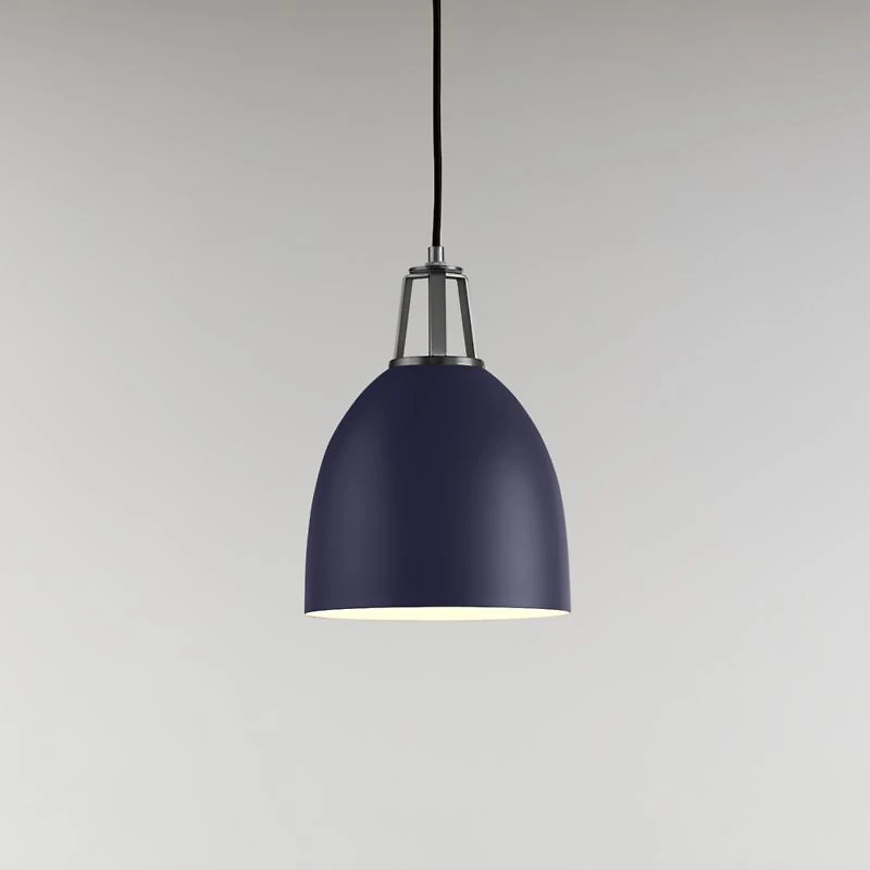 Maddox Navy Dome Pendant Large with Nickel Socket