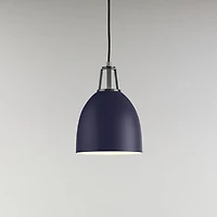 Maddox Navy Dome Pendant Large with Nickel Socket