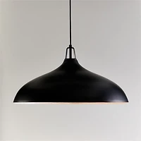 Maddox Oversized Black Dome Pendant Light with Black Socket