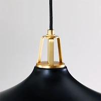 Maddox Oversized Black Dome Pendant Light with Brass Socket