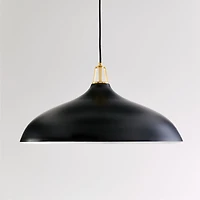 Maddox Oversized Black Dome Pendant Light with Brass Socket