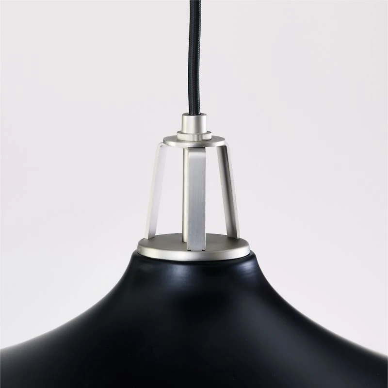 Maddox Oversized Black Dome Pendant Light with Nickel Socket
