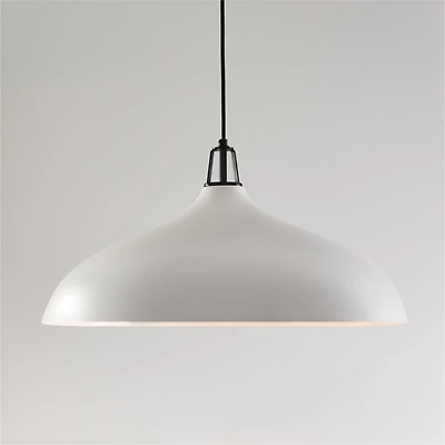 Maddox Oversized White Dome Pendant Light with Black Socket