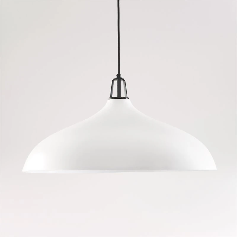Maddox Oversized White Dome Pendant Light with Black Socket