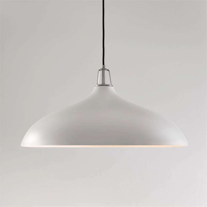 Maddox Oversized White Dome Pendant Light with Nickel Socket