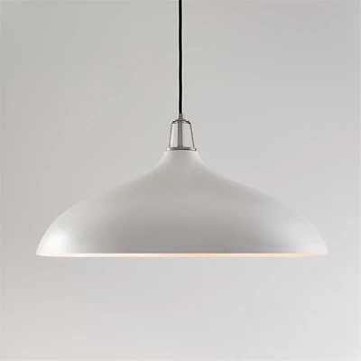 Maddox Oversized White Dome Pendant Light with Nickel Socket