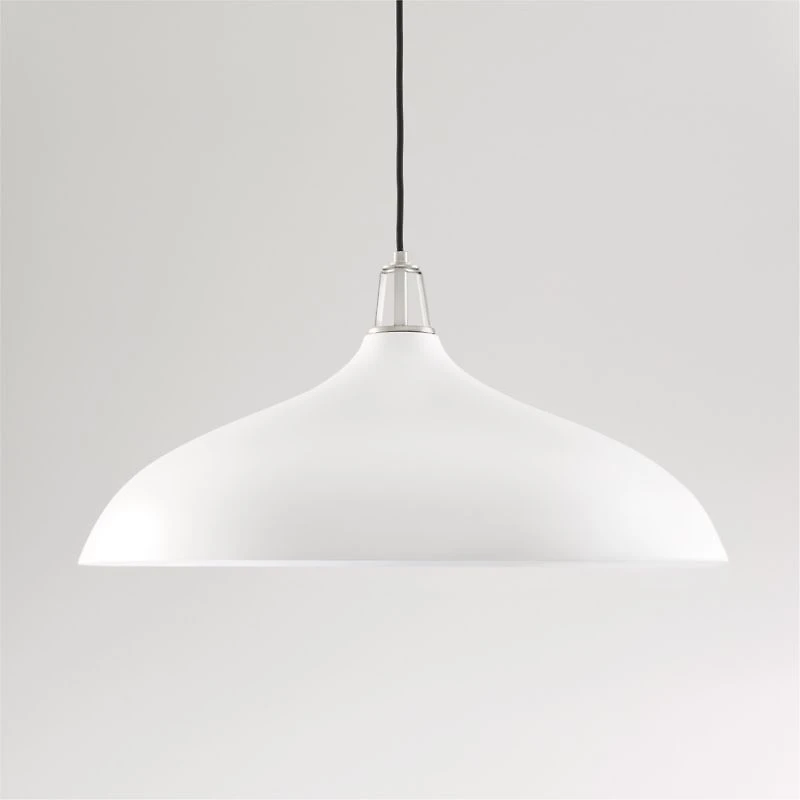Maddox Oversized White Dome Pendant Light with Nickel Socket