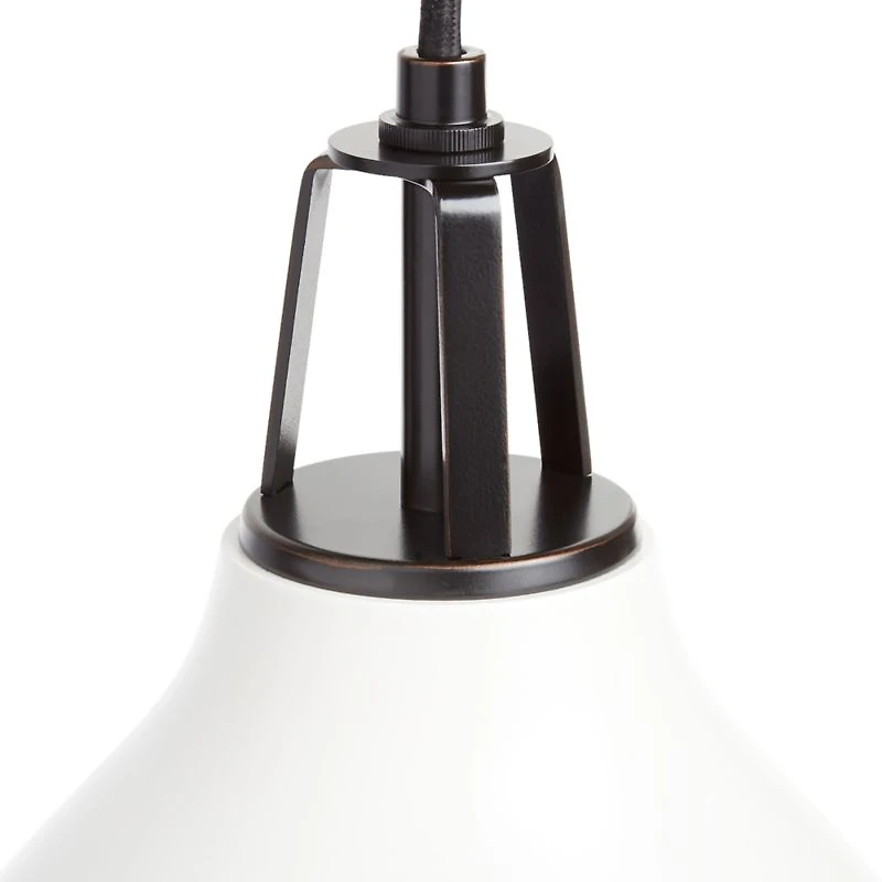 Maddox White Bell Small Pendant Light with Black Socket