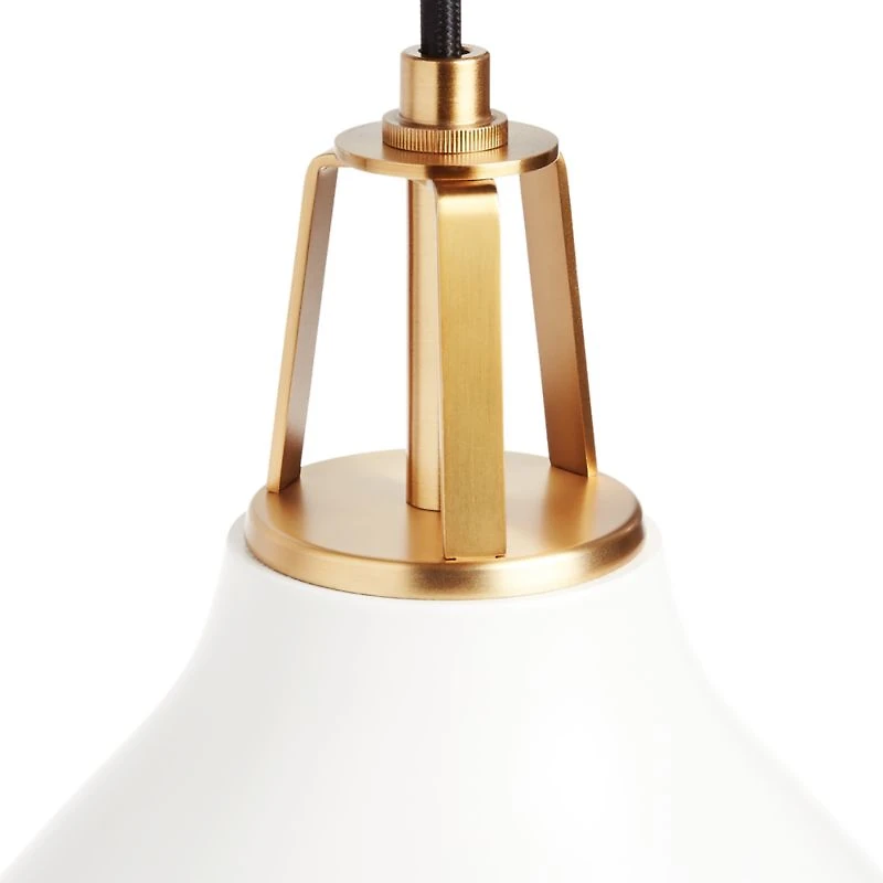 Maddox White Bell Large Pendant Light with Brass Socket