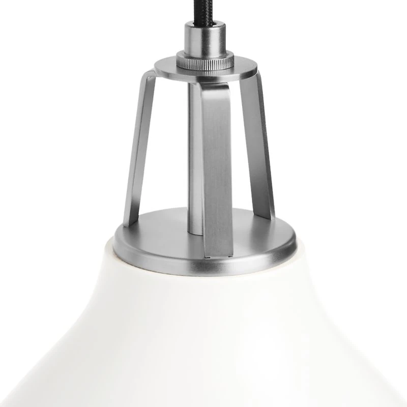 Maddox White Bell Large Pendant Light with Nickel Socket