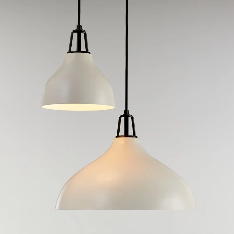 Maddox White Bell Small Pendant Light with Black Socket