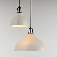 Maddox White Bell Small Pendant Light with Black Socket