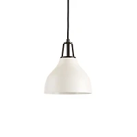 Maddox White Bell Small Pendant Light with Black Socket