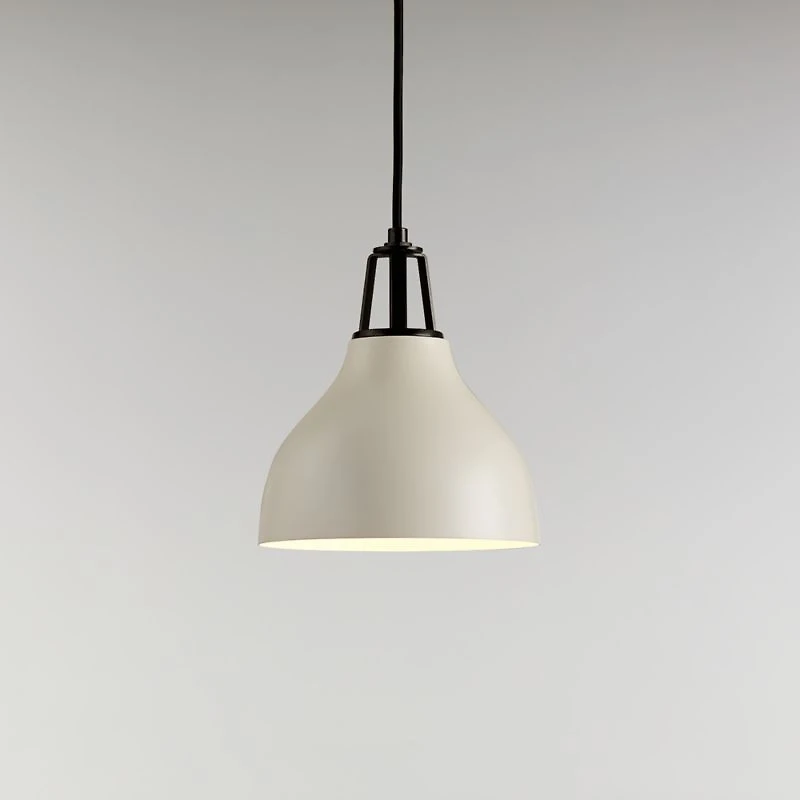 Maddox White Bell Small Pendant Light with Black Socket