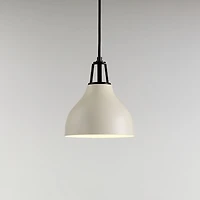 Maddox White Bell Small Pendant Light with Black Socket