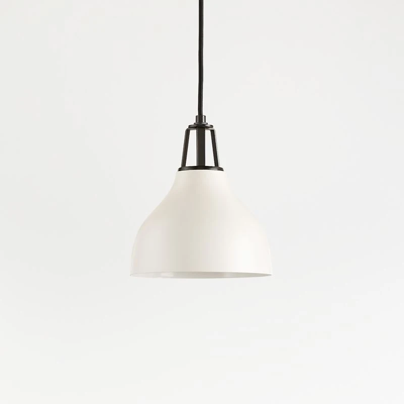 Maddox White Bell Small Pendant Light with Black Socket