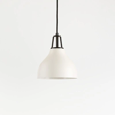 Maddox White Bell Small Pendant Light with Black Socket