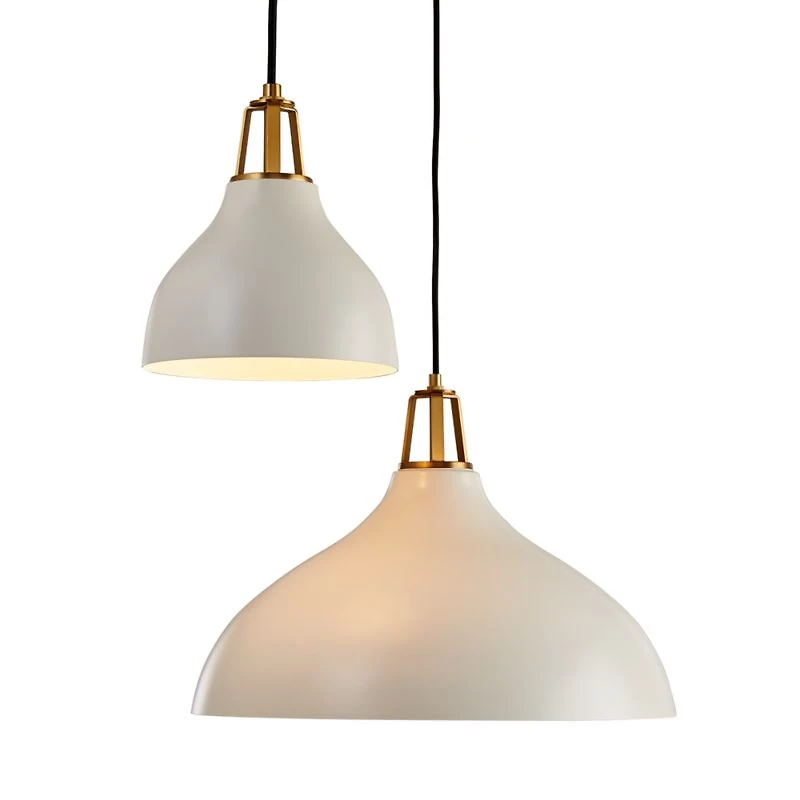 Maddox White Bell Small Pendant Light with Brass Socket
