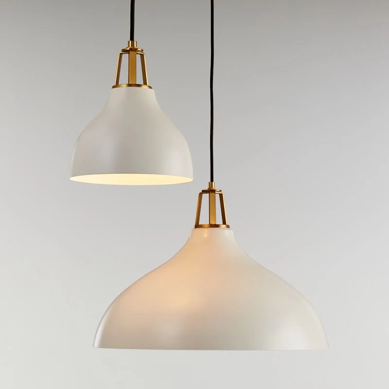 Maddox White Bell Small Pendant Light with Brass Socket