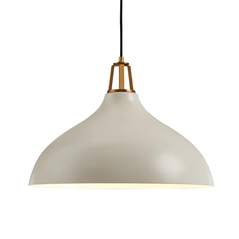 Maddox White Bell Small Pendant Light with Brass Socket