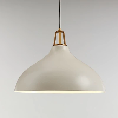 Maddox White Bell Large Pendant Light with Brass Socket
