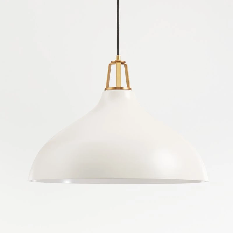 Maddox White Bell Large Pendant Light with Brass Socket