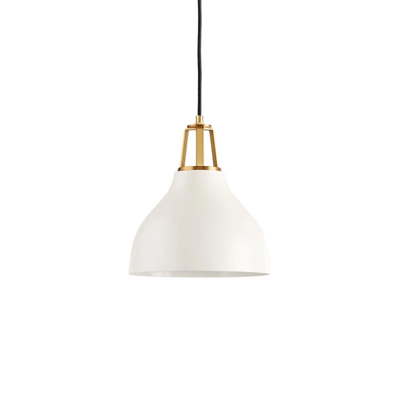 Maddox White Bell Small Pendant Light with Brass Socket