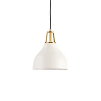 Maddox White Bell Small Pendant Light with Brass Socket